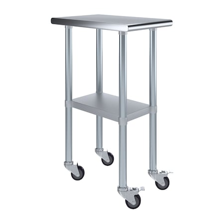 Amgood 24 in. x 15 in. Stainless Steel Table With Wheels AMG WT-2415-WHEELS
